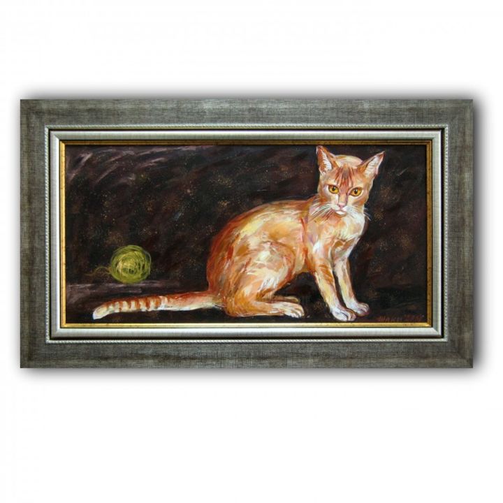 Painting titled "cat" by Gallery Yamelievi Yameliev, Original Art,