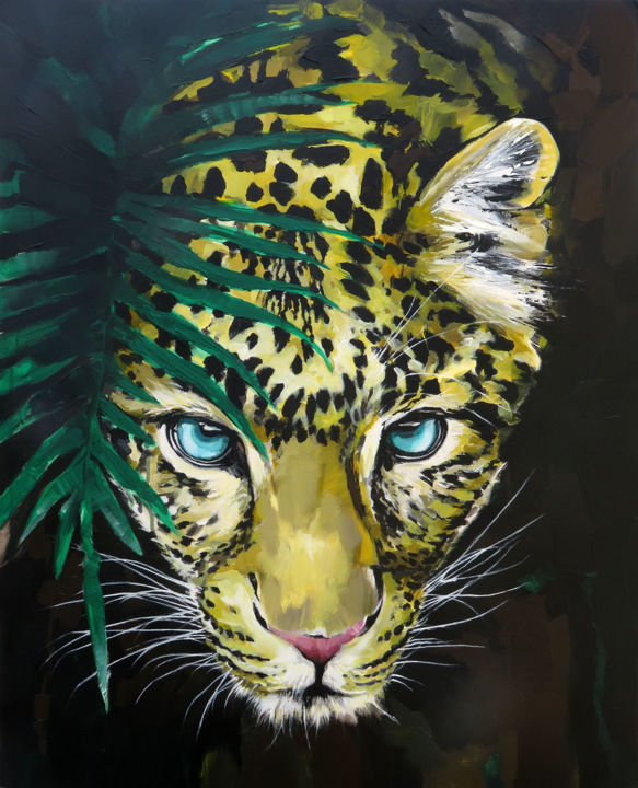 Peinture intitulée "Jaguar de Guyane 92…" par Yan Bragance, Œuvre d'art originale, Acrylique Monté sur Châssis en bois