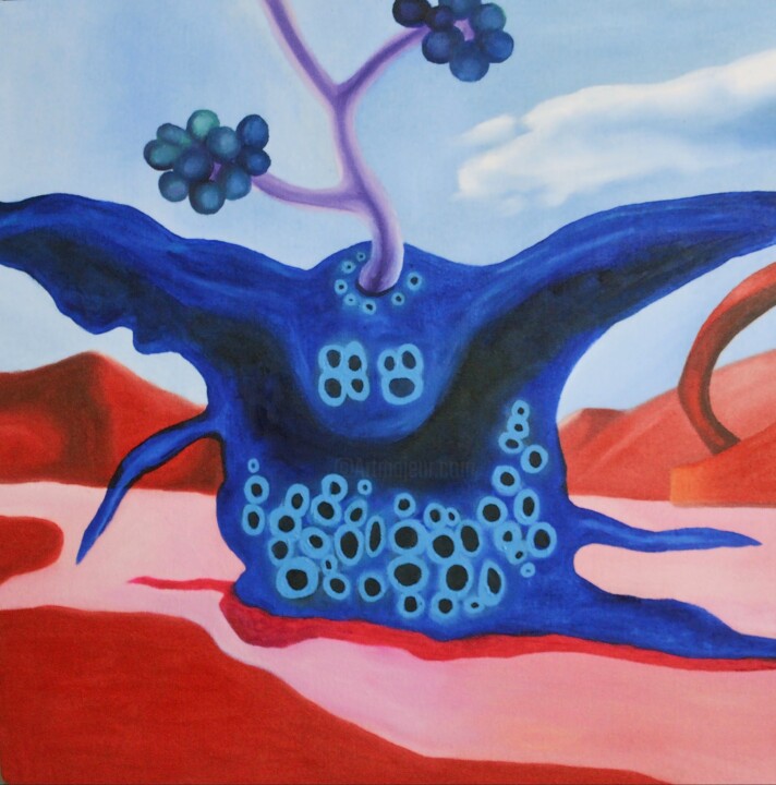 Painting titled "amortality: Fungus" by Yan Cue, Original Artwork, Oil