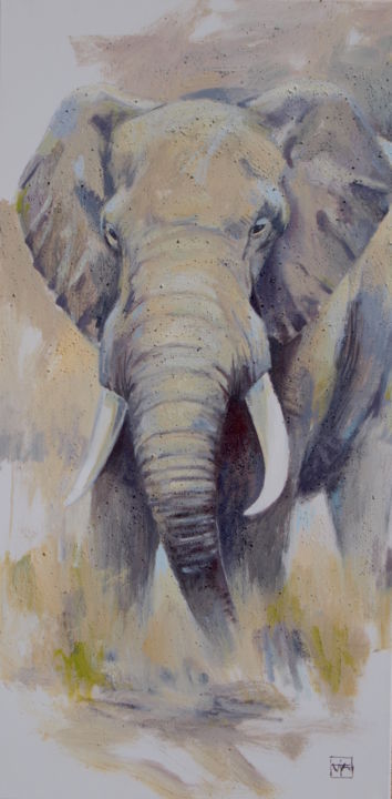 Peinture intitulée "Eléphant" par Yan Vita, Œuvre d'art originale, Acrylique