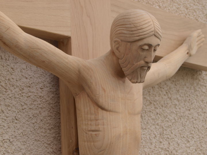 Sculpture titled "Crucifixion" by Yan Vita, Original Artwork, Wood