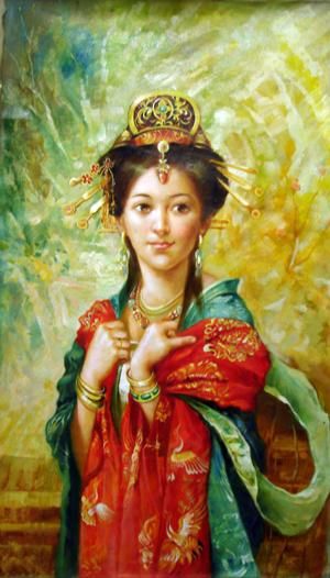 Painting titled "Chinese Novel #5." by Yan Zhi Yu, Original Artwork, Oil