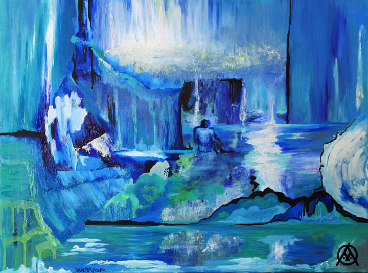 Peinture intitulée "Glacier" par Yana Apon, Œuvre d'art originale, Huile