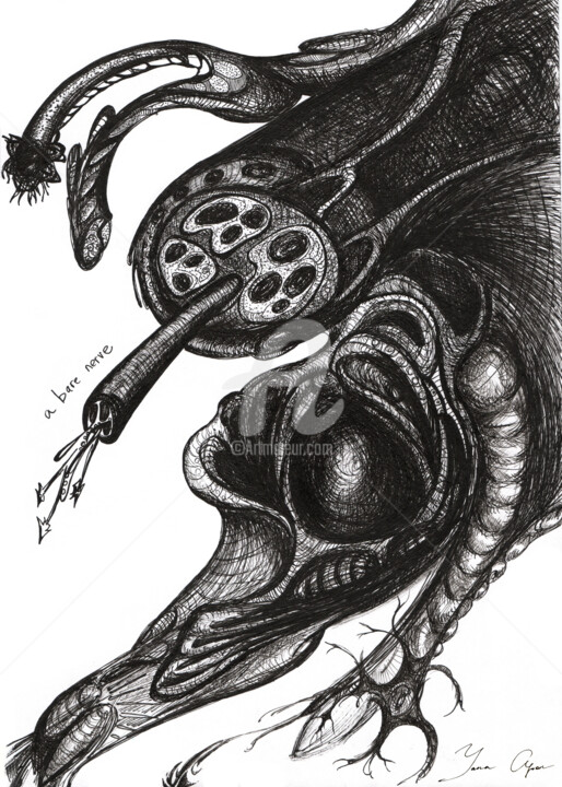Desenho intitulada "A Bare Nerve" por Yana Apon, Obras de arte originais, Canetac de aerossol