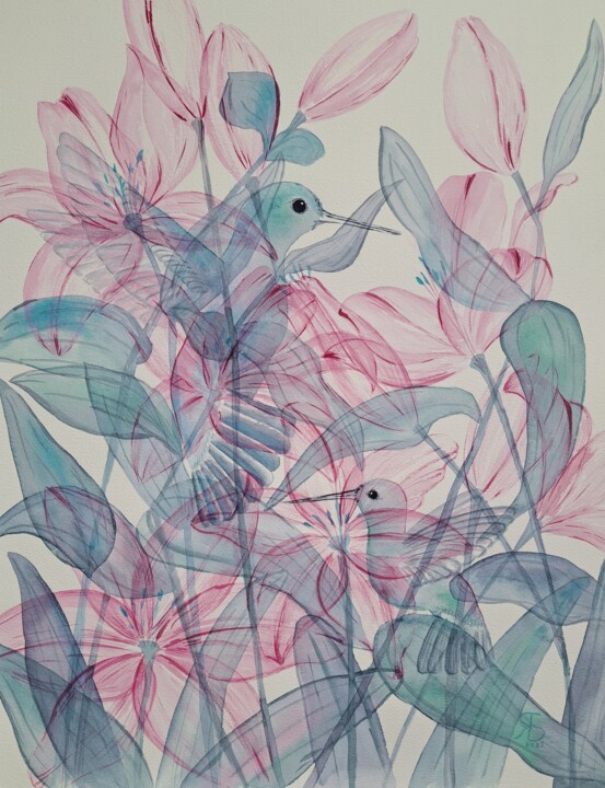 Malerei mit dem Titel "Breath of spring on…" von Yana Bila, Original-Kunstwerk, Aquarell