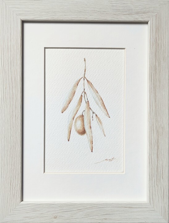 Painting titled ""Olive"" by Yana Dulger, Original Artwork, Watercolor