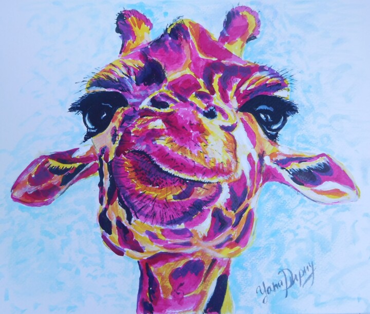 Dessin intitulée "Girafe 1" par Yana Dupuy, Œuvre d'art originale, Encre