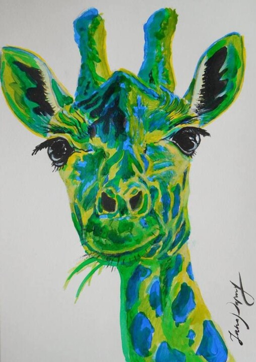 Dessin intitulée "Girafe 5" par Yana Dupuy, Œuvre d'art originale, Encre
