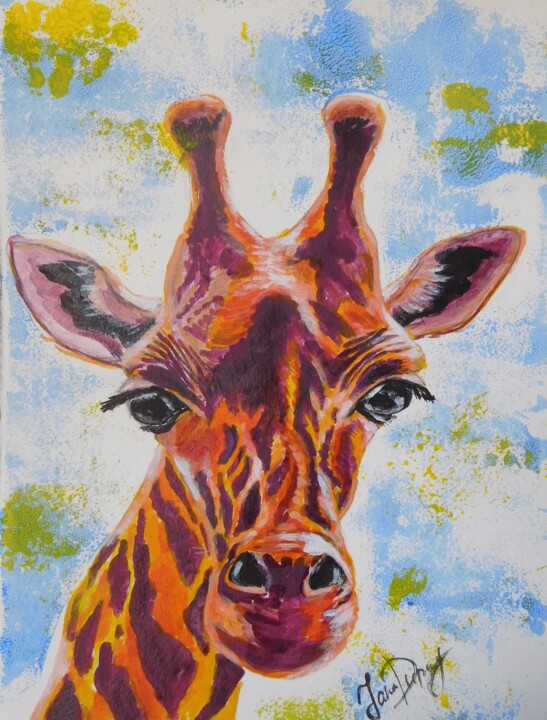 Disegno intitolato "Girafe 6" da Yana Dupuy, Opera d'arte originale, Inchiostro