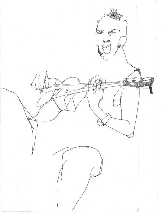 Disegno intitolato "Cheba" da Yana Koretska, Opera d'arte originale, Penna gel