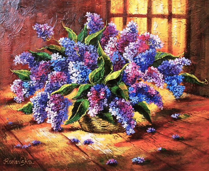 Painting titled "lilac" by Yana Rafael, Original Artwork, Acrylic Mounted on Wood Stretcher frame