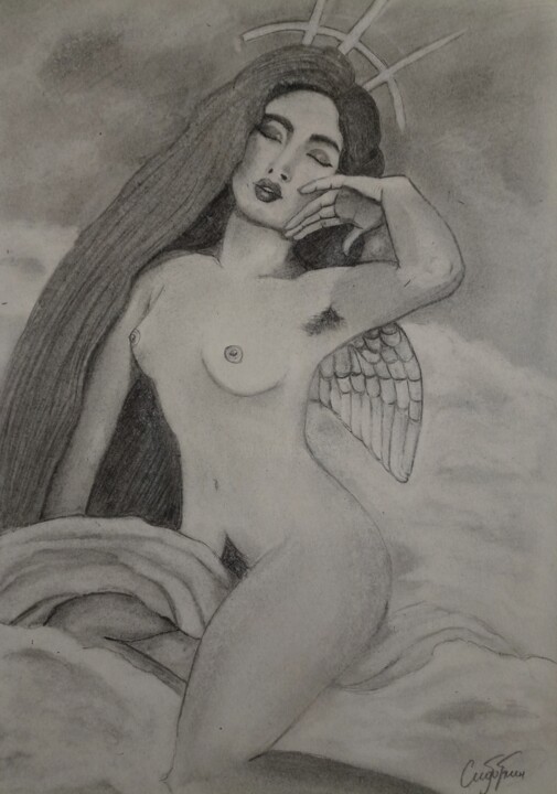 Desenho intitulada "Heavenly creature" por Yana Sidorenko, Obras de arte originais, Lápis