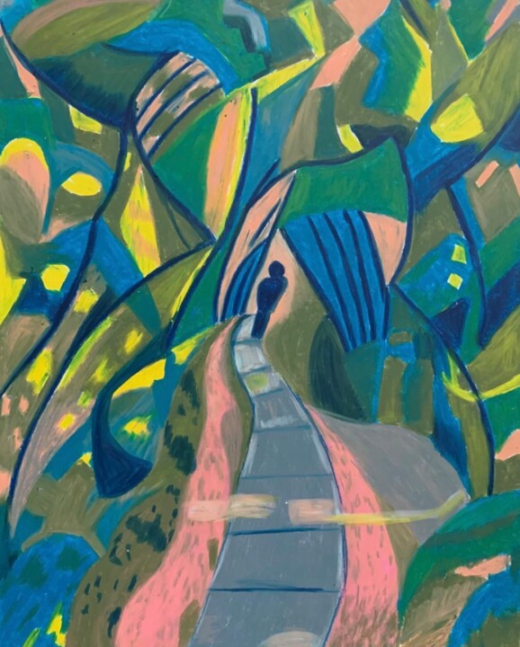 Dessin intitulée "Walk in forest" par Yana Sviatkina, Œuvre d'art originale, Pastel