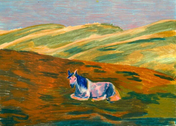 Disegno intitolato "Landscape with a ho…" da Yana Sviatkina, Opera d'arte originale, Pastello
