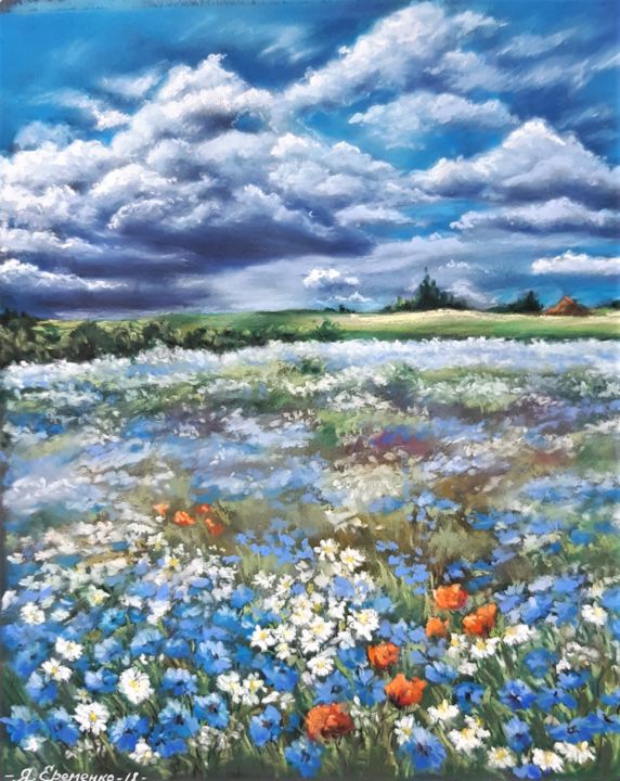 Painting titled ""Весна"" by Yana Yeremenko, Original Art, Pastel