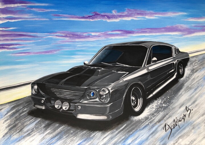 Pintura intitulada "Ford Shelby Mustang…" por Yana Yushkova, Obras de arte originais, Acrílico