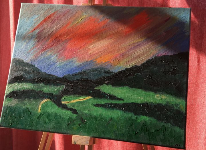 Painting titled "Landschaft" by Sunny, Original Artwork