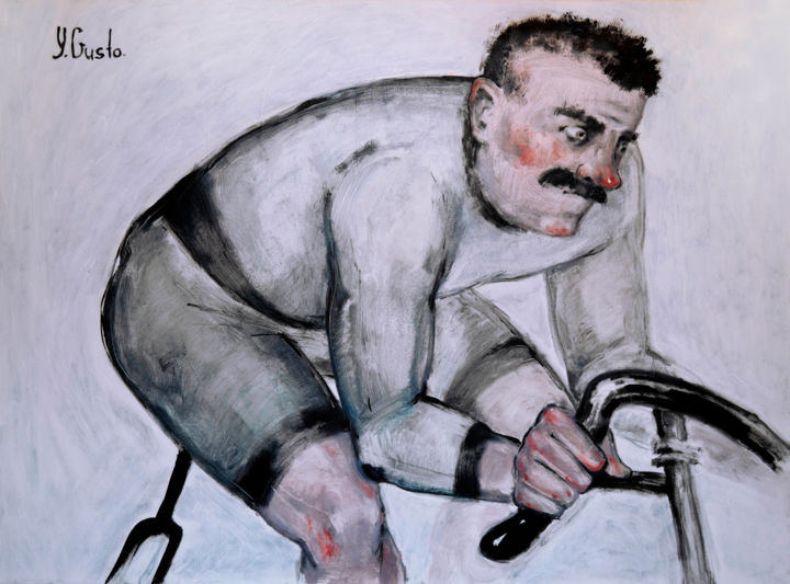 Painting titled "Cyclist" by Yana Medow, Original Artwork, Acrylic