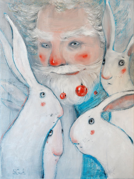 Painting titled "Snowy" by Yana Medow, Original Artwork, Oil