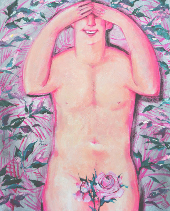 Pintura titulada "JUNGLE MAN" por Yana Medow, Obra de arte original, Acrílico Montado en Bastidor de camilla de madera