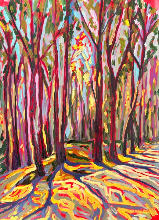 Painting titled "Walk in the park" by Yana Shapoval, Original Artwork, Oil