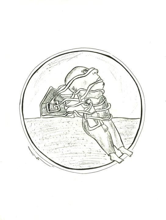 Desenho intitulada "Figure 3" por Yanka, Obras de arte originais, Caneta de gel