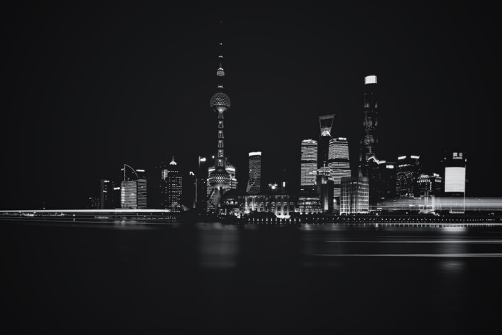 Photographie intitulée "Pudong By Night" par Yancho Sabev, Œuvre d'art originale, Photographie numérique