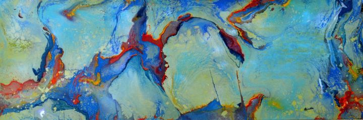 Painting titled "Fleur bleue" by Yanelis Reynaldo Carson, Original Art, Oil
