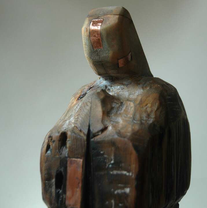 Skulptur mit dem Titel "百衲衣-祈福" von Yang Guang Mei, Original-Kunstwerk, Holz
