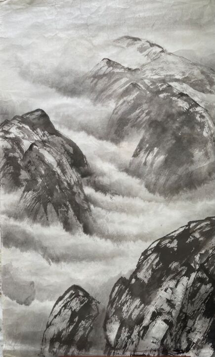 Pittura intitolato "云山印像" da Yang Fang Yang Fang, Opera d'arte originale, Inchiostro