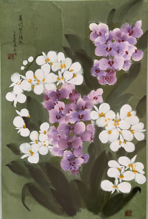 Malerei mit dem Titel "胡姬花系列" von Yang Fang Yang Fang, Original-Kunstwerk, Tinte