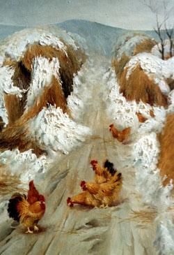 Drawing titled "chicken-snow" by Anne Yang, Original Artwork