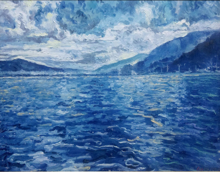 绘画 标题为“巴拉望岛的夏天 لصيف في جزي…” 由Longhai Yang, 原创艺术品, 油 安装在木板上