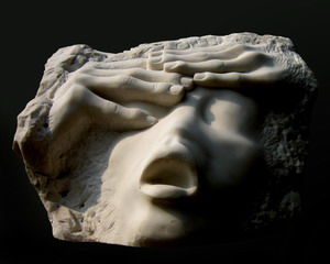 雕塑 标题为“《梦断家园》汉白玉雕刻” 由学军 杨, 原创艺术品