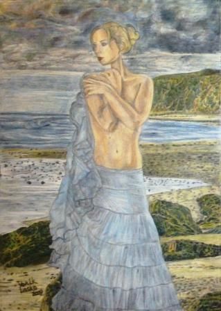 Peinture intitulée "У моря" par Yanik Lasko, Œuvre d'art originale, Huile