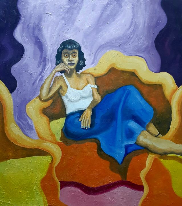Peinture intitulée "Herlen" par Yan Cue, Œuvre d'art originale, Huile