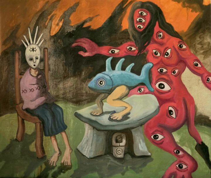 Peinture intitulée "El viviente" par Yan Cue, Œuvre d'art originale, Huile