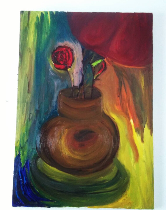 Painting titled "florero" by Yankuik Itzae, Original Artwork, Oil