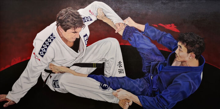 「Jiu-jitsu」というタイトルの絵画 Yann Comtatによって, オリジナルのアートワーク, アクリル