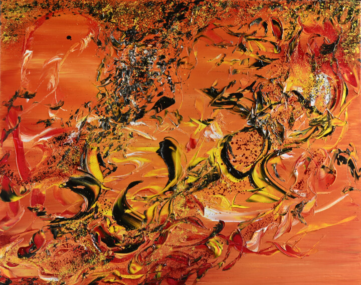 Peinture intitulée "ABSTRACT huile  Jan…" par Yann Pelcat, Œuvre d'art originale, Fusain