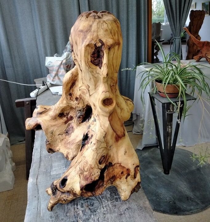 Sculpture intitulée "Le cauchemar" par Yann Raufaste (YASKA), Œuvre d'art originale, Bois