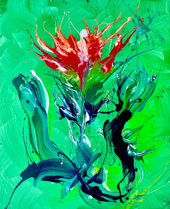 Peinture intitulée "La grande verte" par Yannick William Assiedou, Œuvre d'art originale, Acrylique Monté sur Châssis en bois