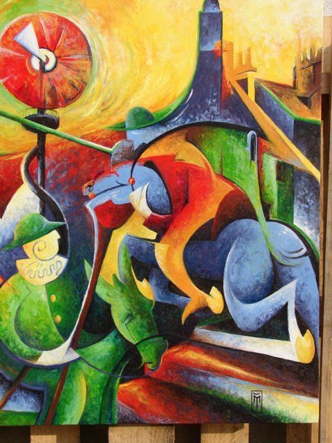 Peinture intitulée "Don Quichotte à Esv…" par Yannick Moure, Œuvre d'art originale,