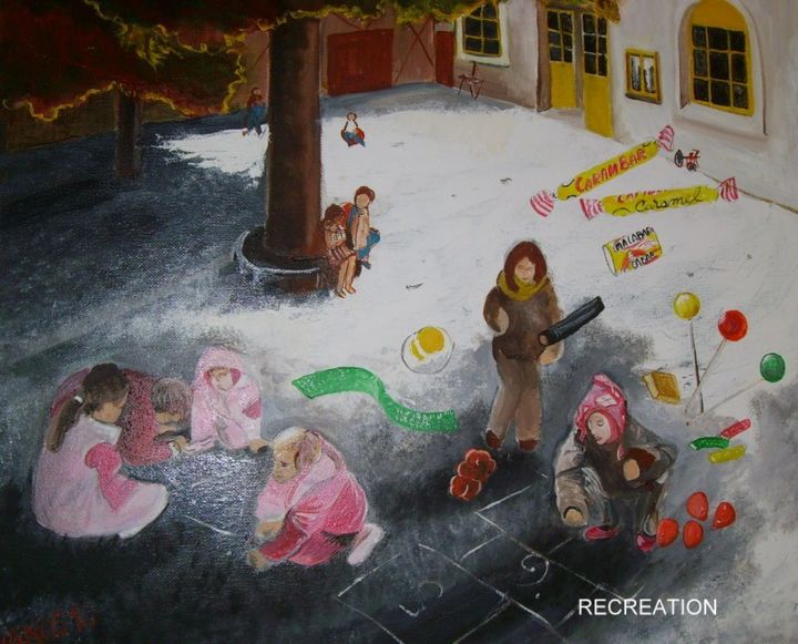 Painting titled "recreation.jpg" by Yanos, Original Artwork, Oil