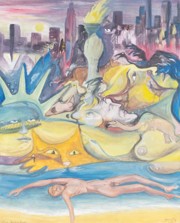 Peinture intitulée "le reve du naufragé" par Yanosky, Œuvre d'art originale, Huile