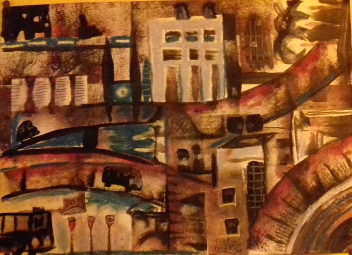 Malerei mit dem Titel "traffic" von Yanosky, Original-Kunstwerk, Acryl