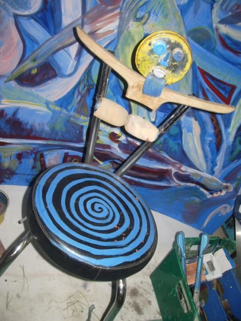 Sculpture titled "siège au mage bleu" by Yanosky, Original Artwork