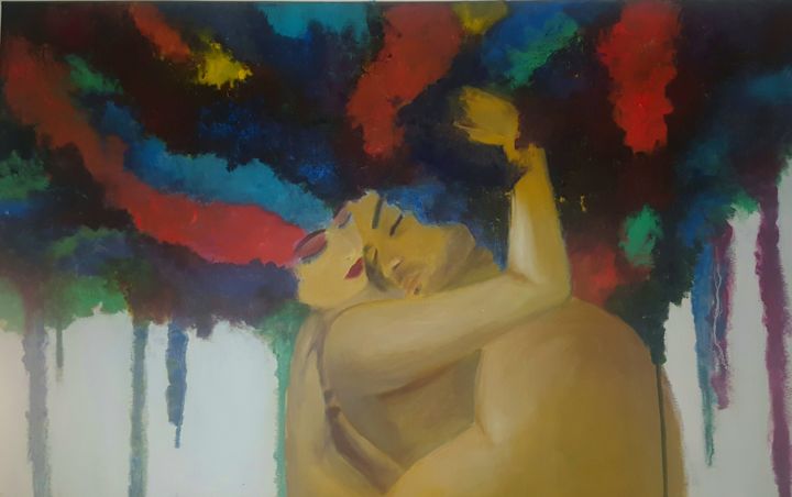 Painting titled "Sleep and Imagine" by Yara, Original Artwork, Oil