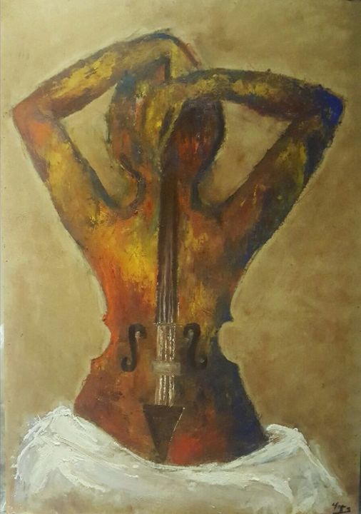 Painting titled "Iam a violin" by Yara, Original Artwork, Oil