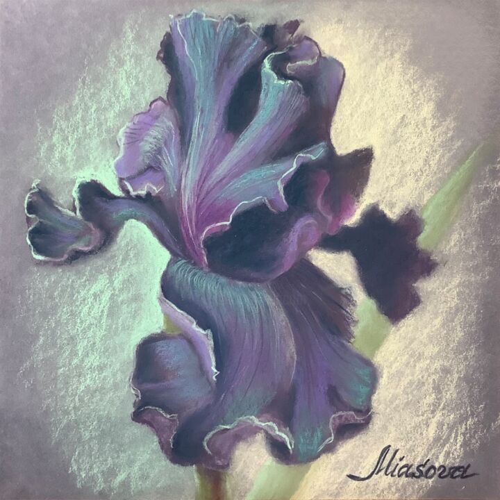 Gravures & estampes intitulée "Deep violet iris" par Yara Miasova, Œuvre d'art originale, Impression numérique